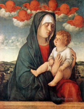 ジョバンニ・ベリーニ Painting - 赤い天使のマドンナ ルネサンス ジョヴァンニ・ベリーニ